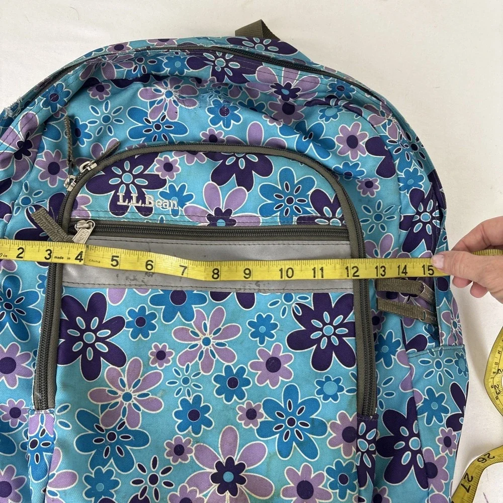 LL Bean Junior Backpack Floral Blue Purple